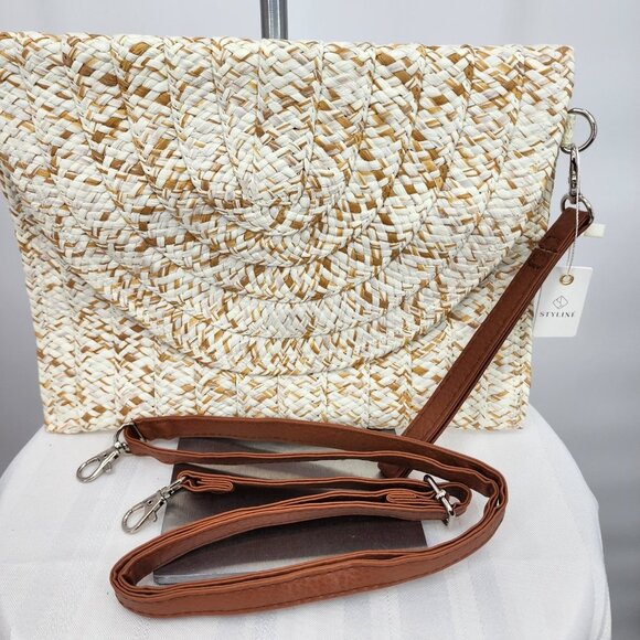 Straw Woven Convertible Clutch Crossbody Bag Handbag Purse NWT - Picture 3 of 6